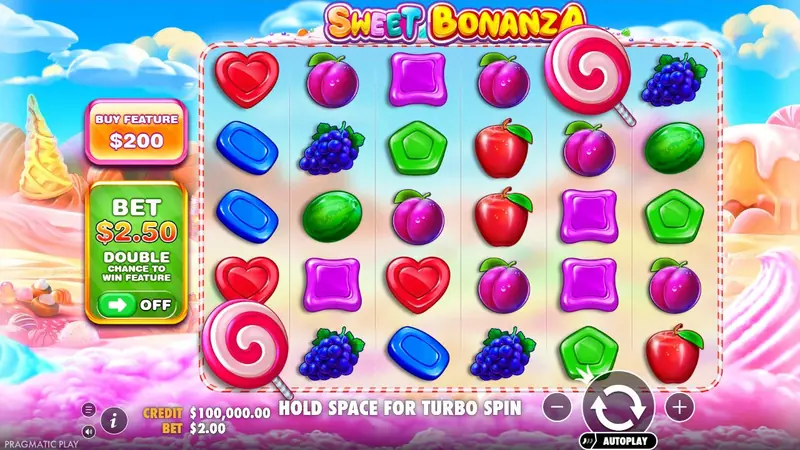 Sweet Bonanza slot by Pragmatic Play – reels during a demo spin